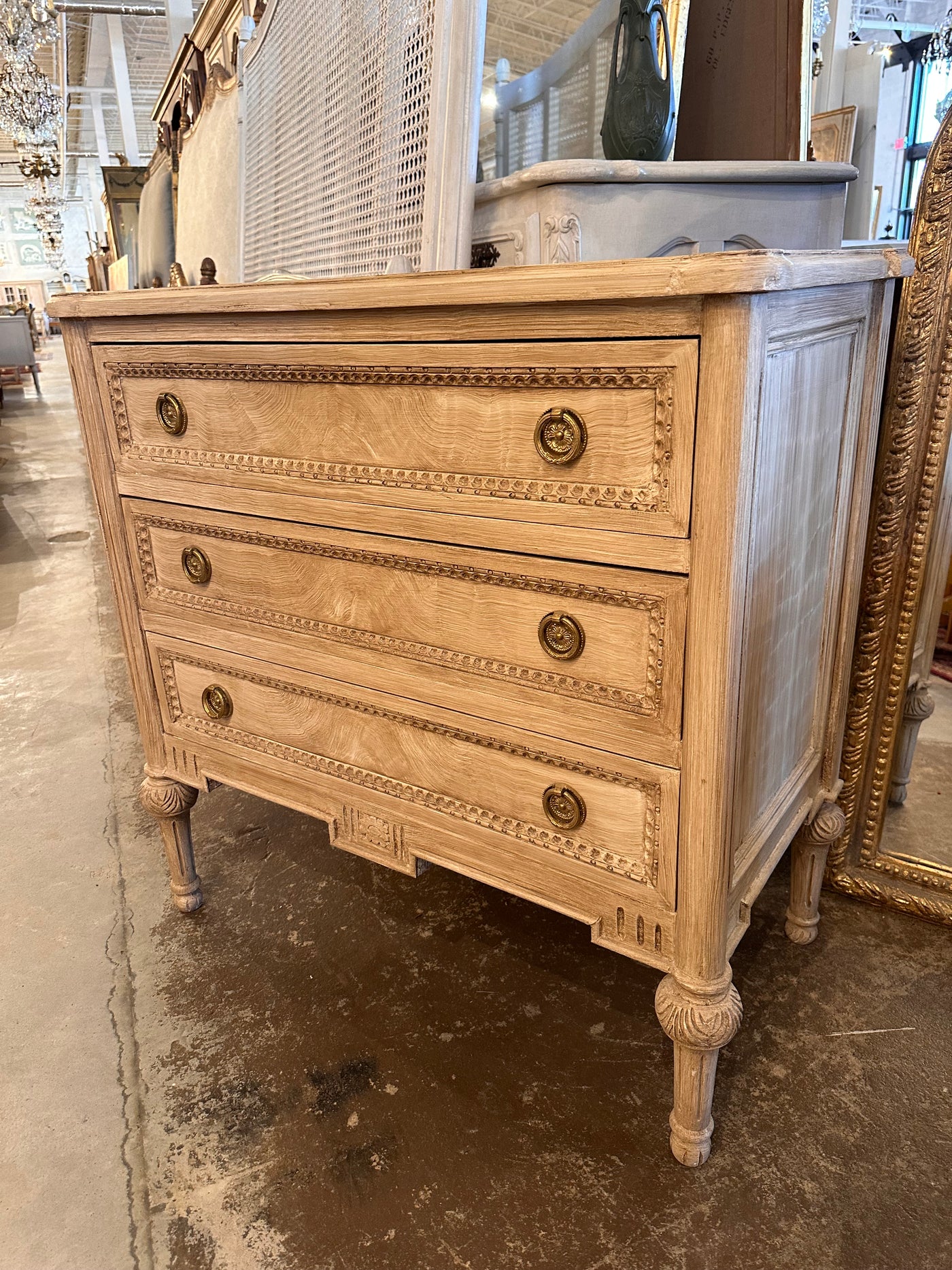 Swedish Chest with Painted Burl Wood Stain