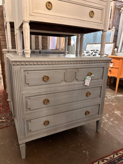 Swedish Chest with Reeded Block Detail in Soft Blue | Le Chateau | European Luxury Furniture in Atlanta