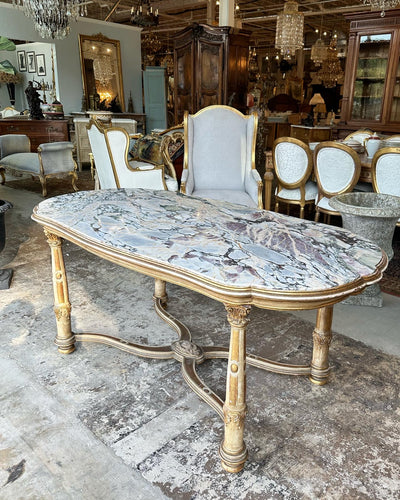 Antique French 17th Century Marble Top Center Table