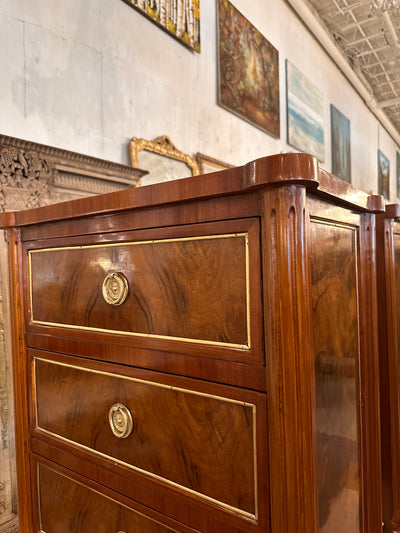 Burl Wood Rounded Corner Antique Nightstand | Le Chateau | European Luxury Furniture in Atlanta