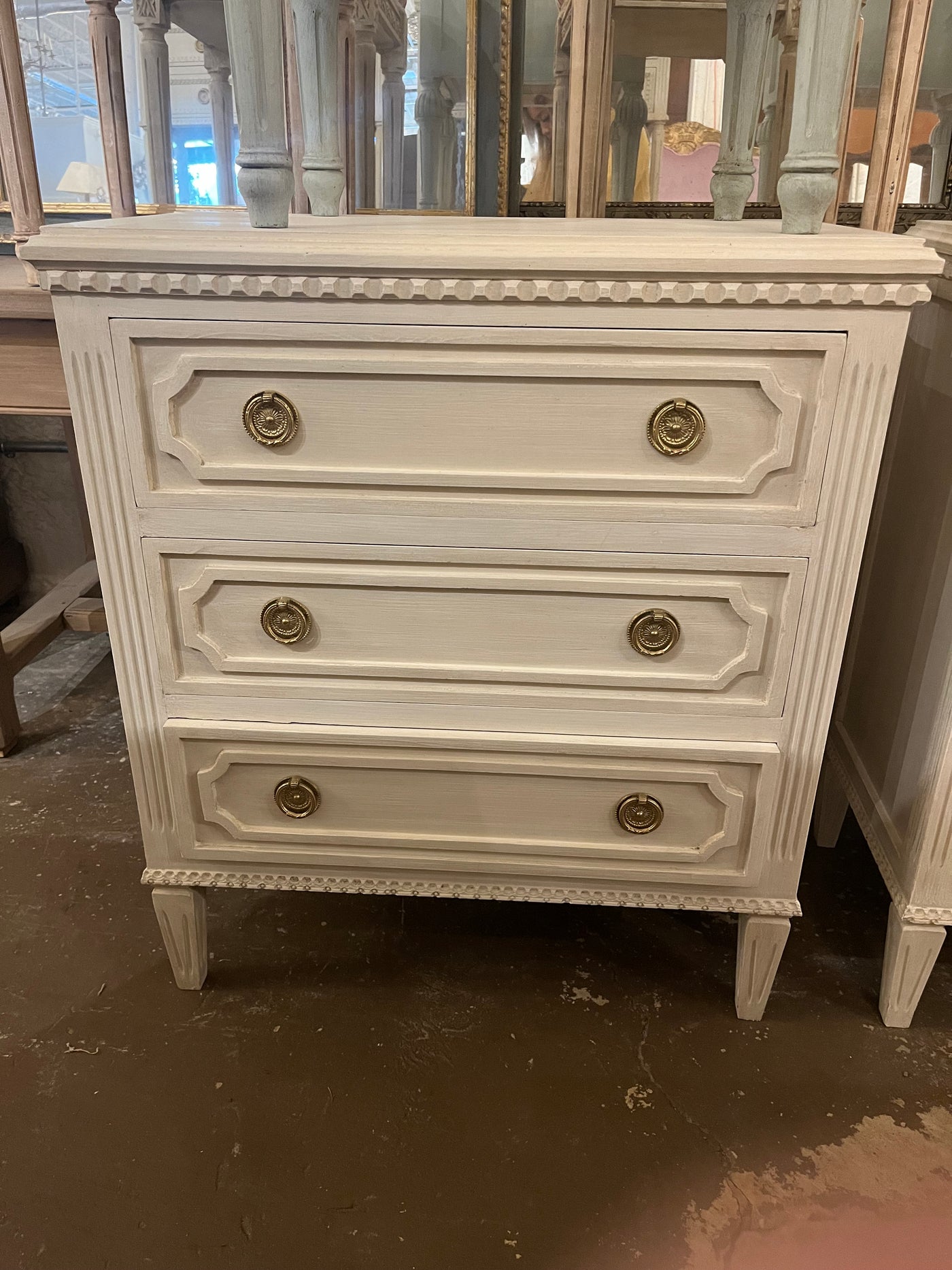 Swedish Chest with Open Carved Block Trim