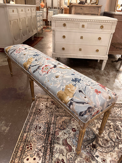 Louis XVI Bench with Floral Upholstery