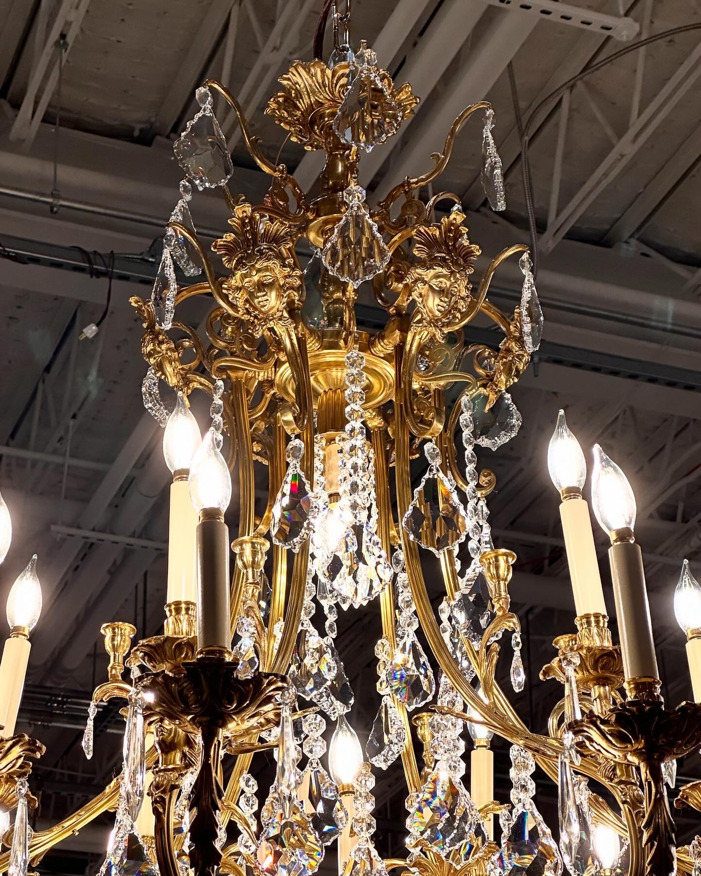 19th Century Chandelier with Faces and Swarovski Crystals