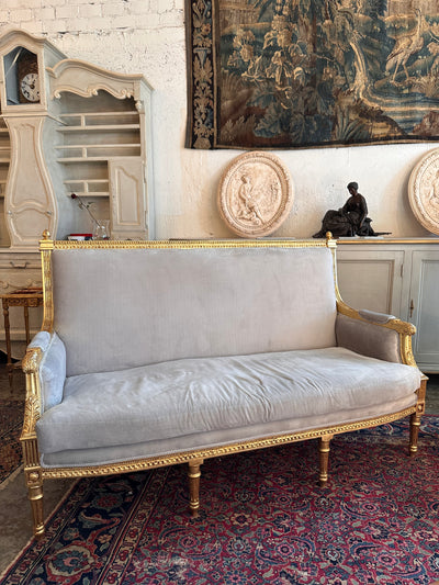 Square Back Louis XVI Sofa in Soft Lavender