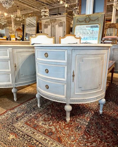Swedish Demilune Chest in French Blue & White