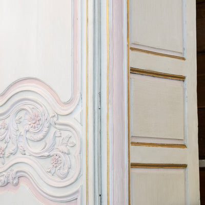 Louis XV Armoire – White with Gold & Pink Trim & Pink Polka Dot Lining