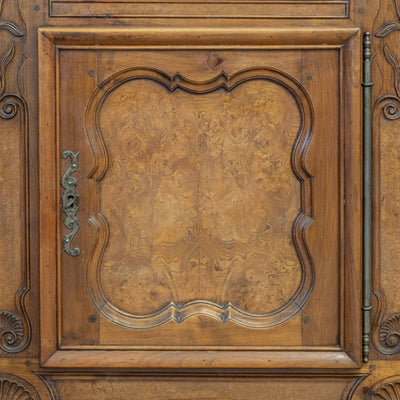 Louis XV Burl Wood Sideboard – Floral Hand-Carvings