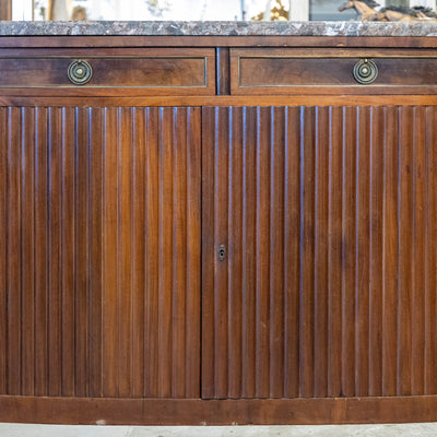 Louis XVI Wood Demilune Sideboard– Reeded Doors & Breccia Marble Top
