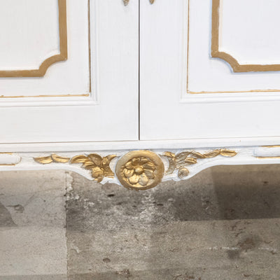 Swedish White Painted Sideboard with Gold Accents