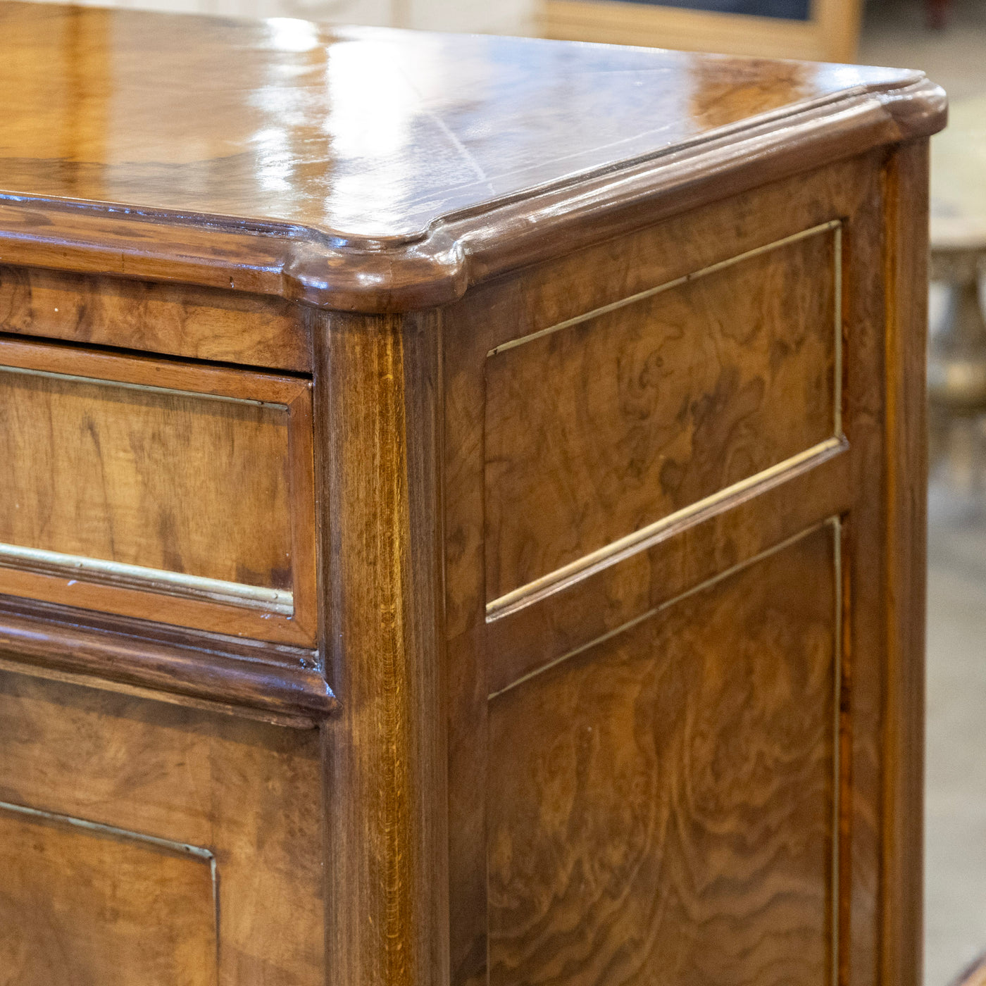 Louis XVI Burl Wood Sideboard with Brass Hardware