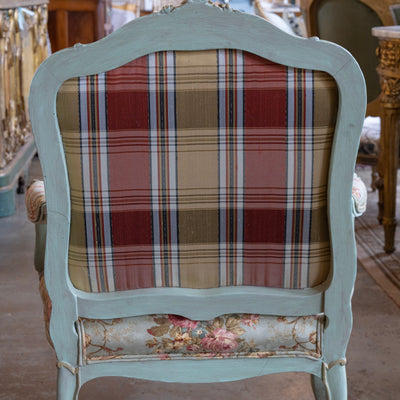 Louis XV Armchair – Soft Green Painted Frame with Aubusson Floral Upholstery