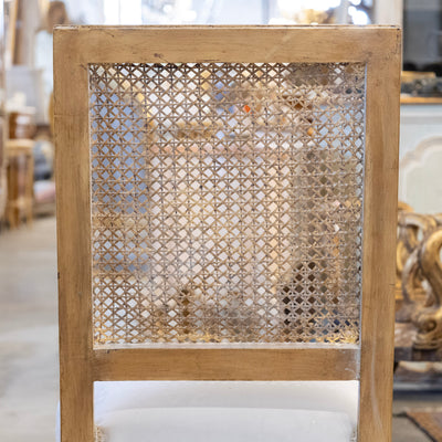 Louis XVI Gilded Square Cane Open Back Dining Chair