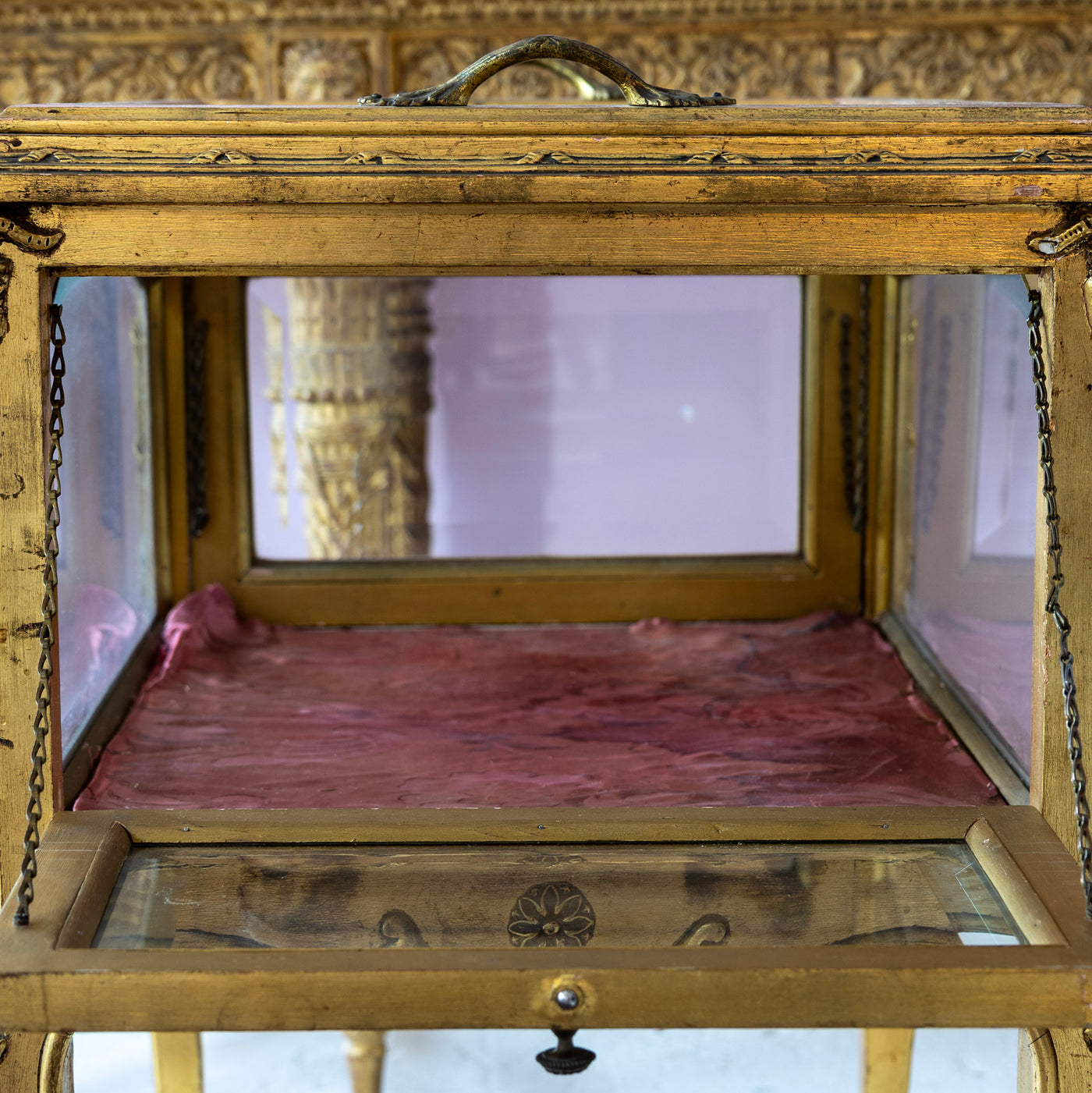 Gilded Jewelry Vitrine – Original Pink Interior