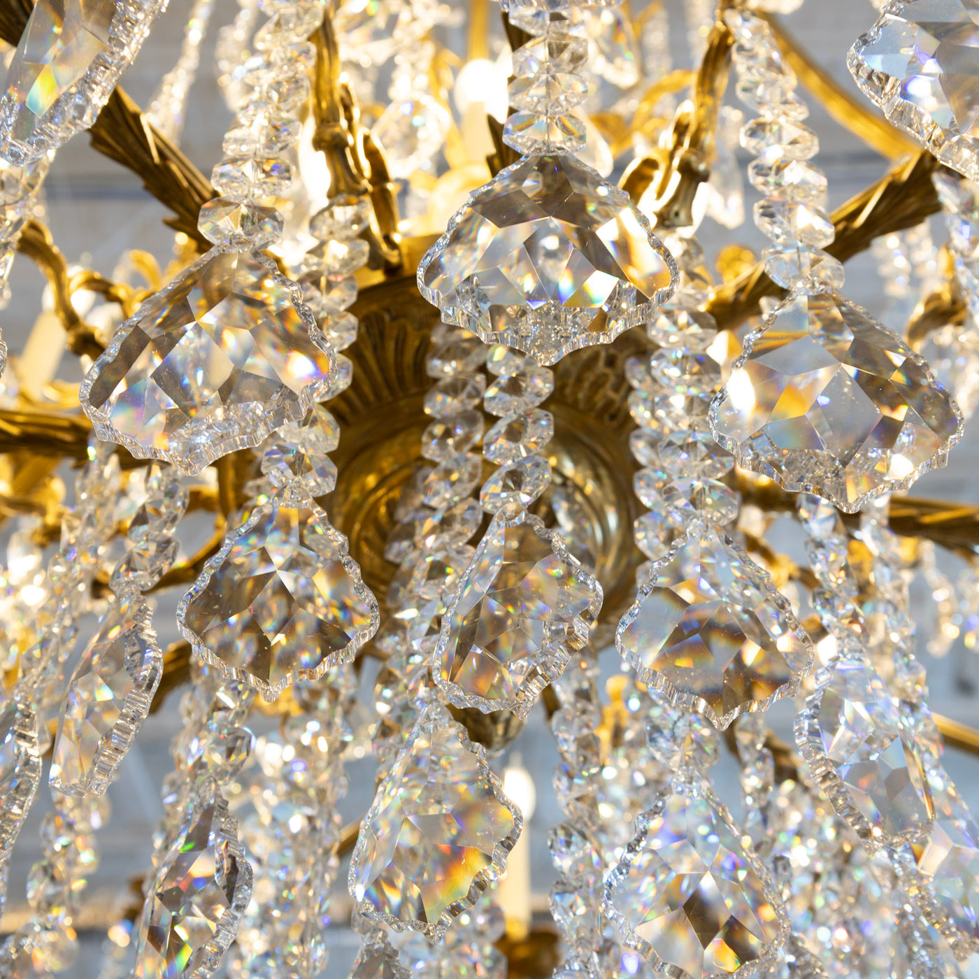 Grand French Empire Chandelier – 24k Gold Leaf & Swarovski Crystals