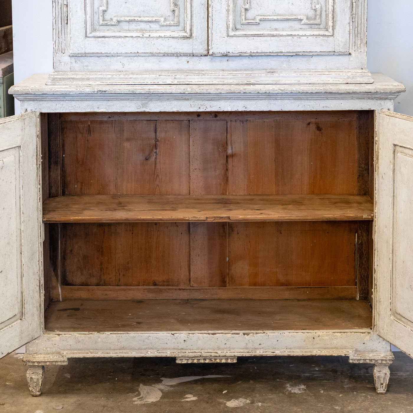Pair of Swedish Tall Painted Cabinets – Distressed Grey Finish