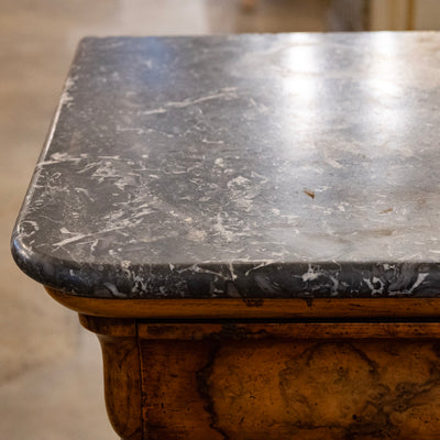 Louis Philippe Marbled Burl Wood Chest – Black Marble Top