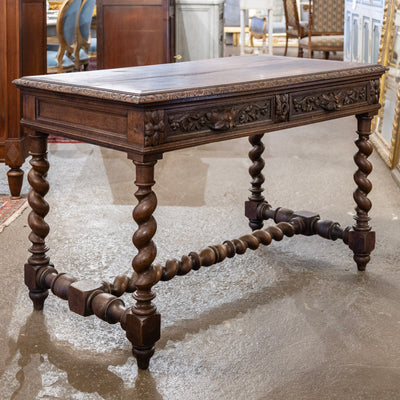 French Barley Twist Writing Desk – Hand-Carved Floral Detailing