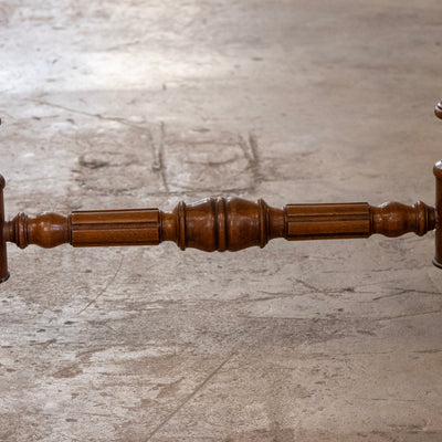 French Wood Center Table – Burl Wood Top & Carved Lion Legs on Casters