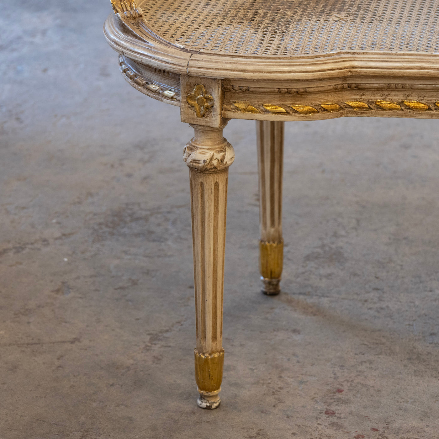 Louis XVI Gilded Cane Bench – Original Condition