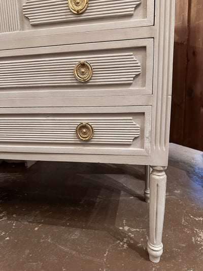 Gray Swedish Chest with Reeded Details