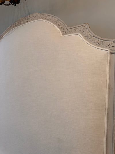 King Size Headboard with White Linen Fabric