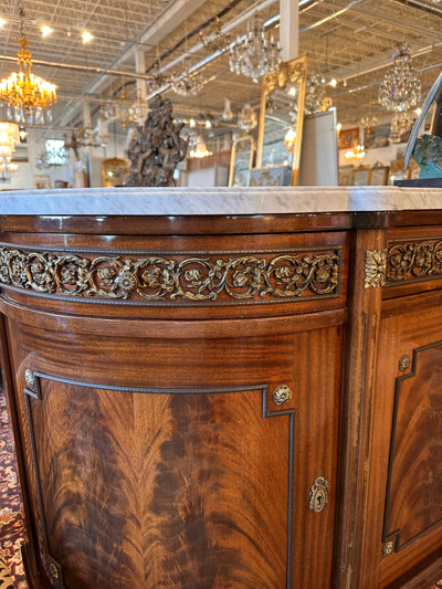 Antique French Louis XVI Demilune Sideboard with Carrara Marble Top