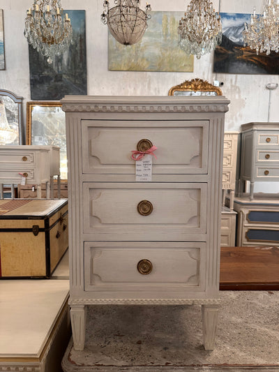 Swedish Nightstand with Curved Block Drawer Detail