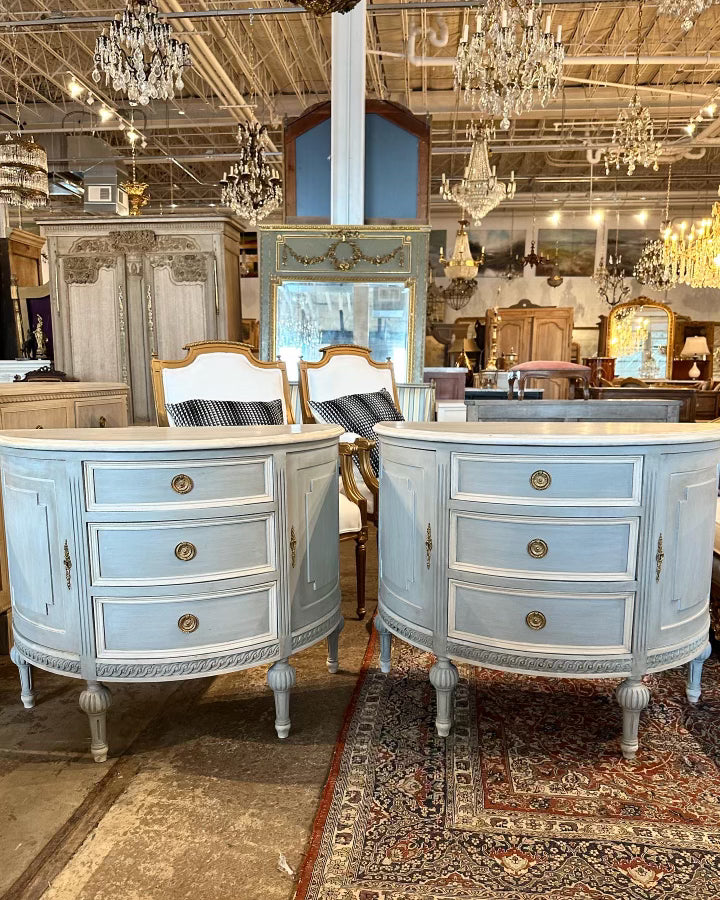 Swedish Demilune Chest in French Blue & White – Le Chateau