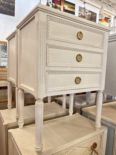 Tall Beaded Trim Swedish Nightstand | Le Chateau | European Luxury Furniture in Atlanta