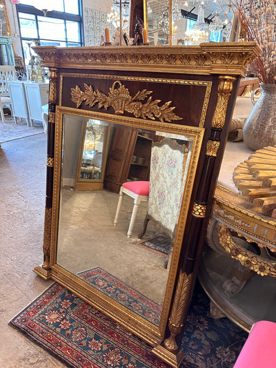 Original Antique Ornate Mahogany and Gold Trumeau Mirror | Le Chateau | European Luxury Furniture in Atlanta