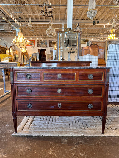 Louis XVI Black Marble Top Chest