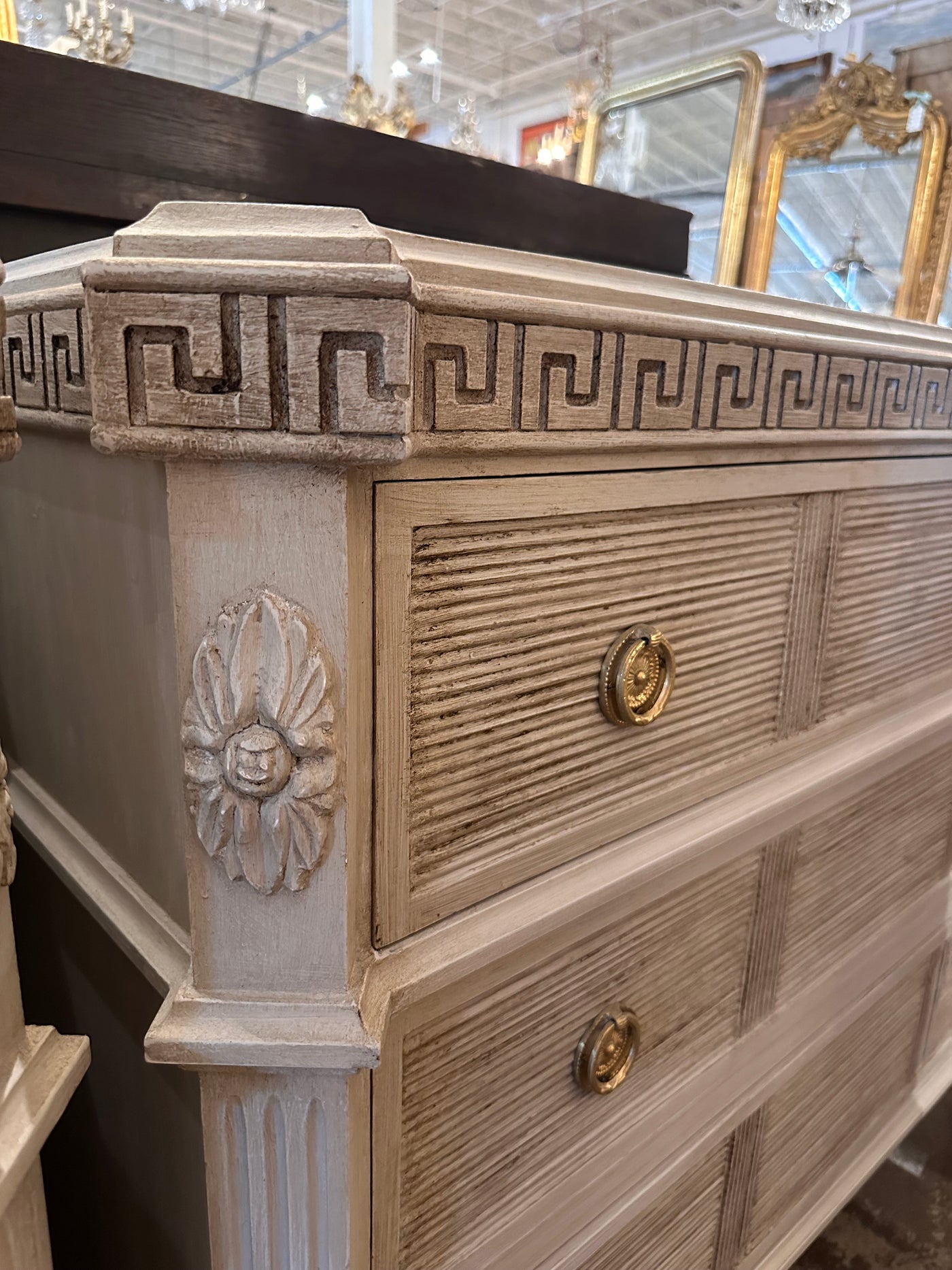 Swedish Chest with Greek Key and Reeded Details