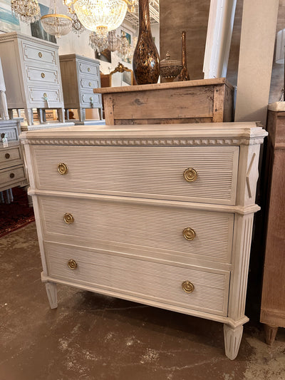 Swedish Horizontal Reeded Canted Corner Chest