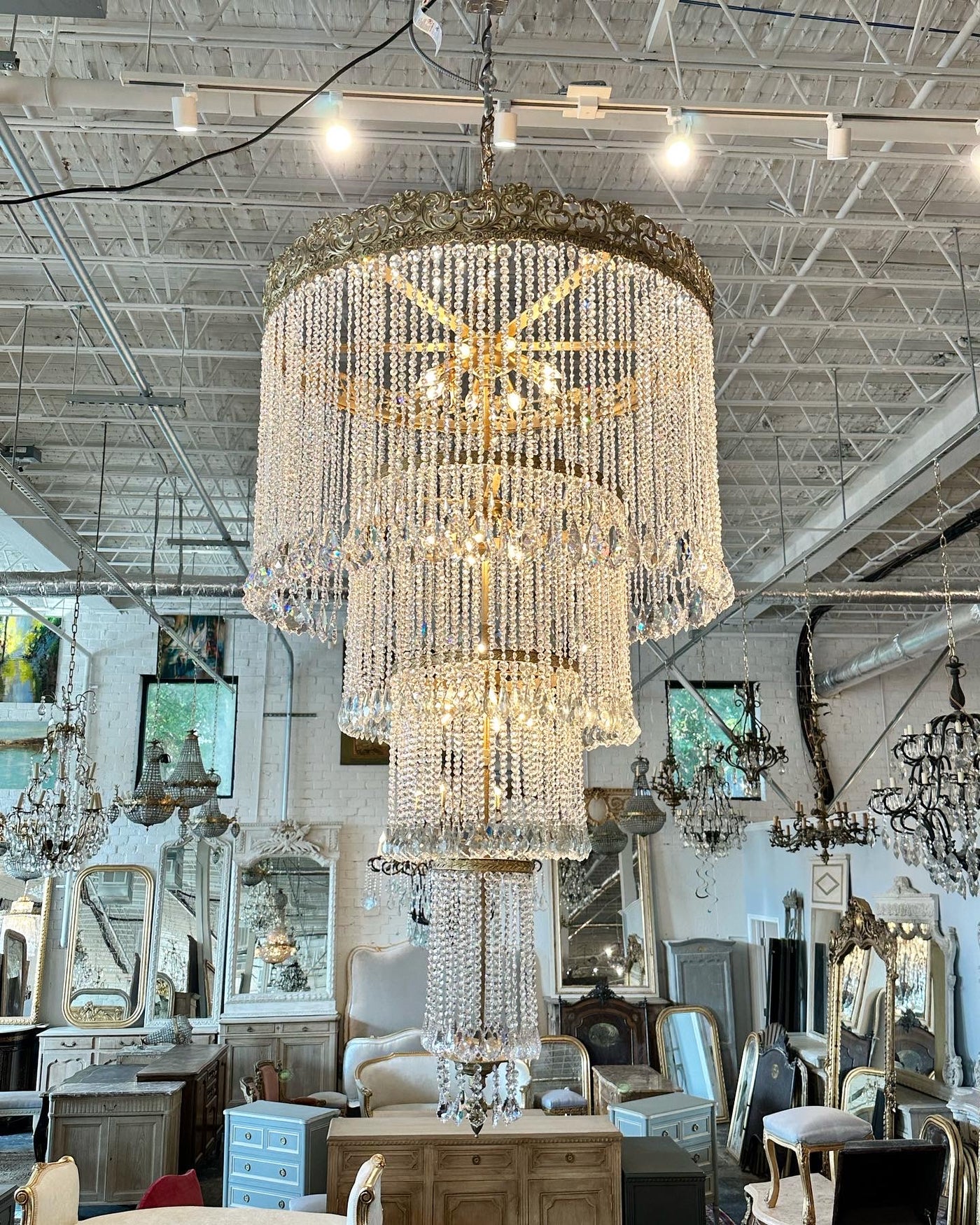 4 Tier French Crystal Chandelier