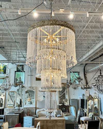 4 Tier French Crystal Chandelier
