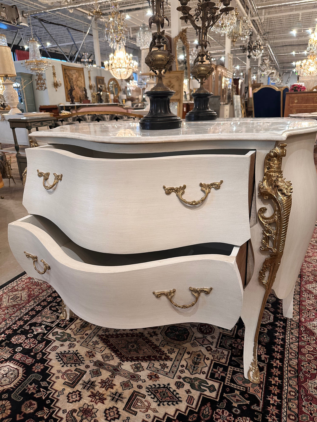white marble top dresser French Marble Top White Bombay Chest – Le Chateau