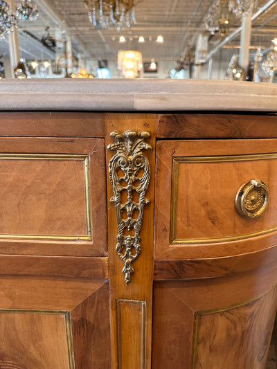 19th Century Burl Wood Demilune Buffet