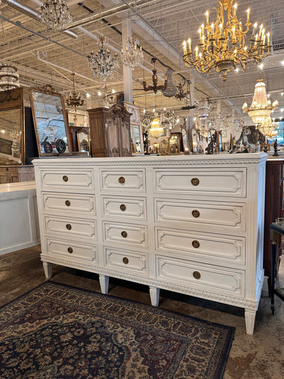 Antique Swedish 12 Drawer Dresser in White | Le Chateau | European Luxury Furniture in Atlanta