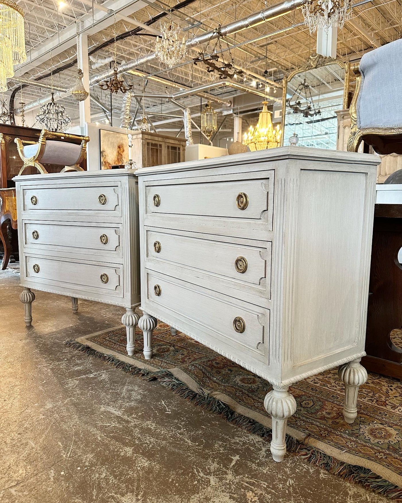 Antique White Swedish Chest with Ballerina Legs | Le Chateau | European Luxury Furniture in Atlanta