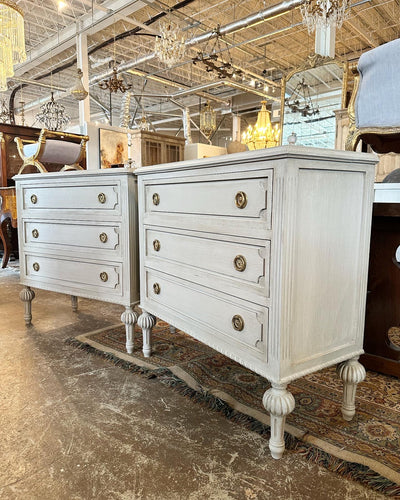 Antique White Swedish Chest with Ballerina Legs