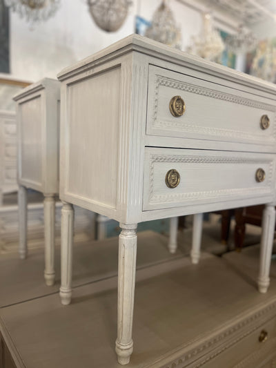 Early 1900s White 2-Drawer Swedish Nightstand | Le Chateau | European Luxury Furniture in Atlanta