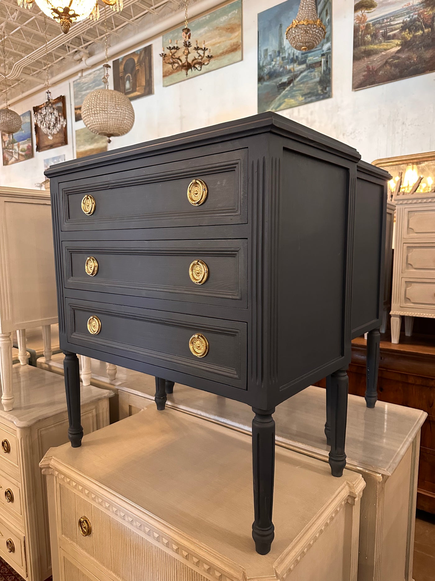 Swedish Navy Blue Nightstand