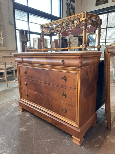 Louis Philippe Burl Wood Chest with White Marble Top