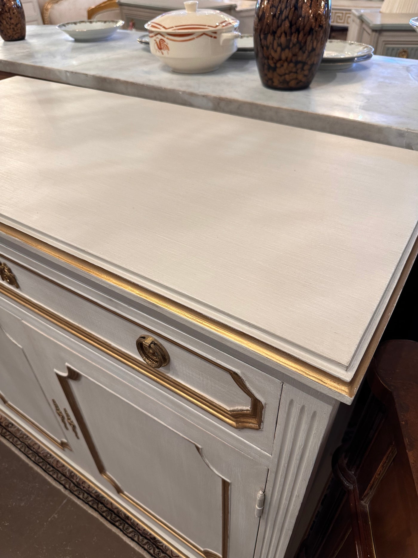 Swedish White & Gold 2 Door Cabinet | Le Chateau | European Luxury Furniture in Atlanta