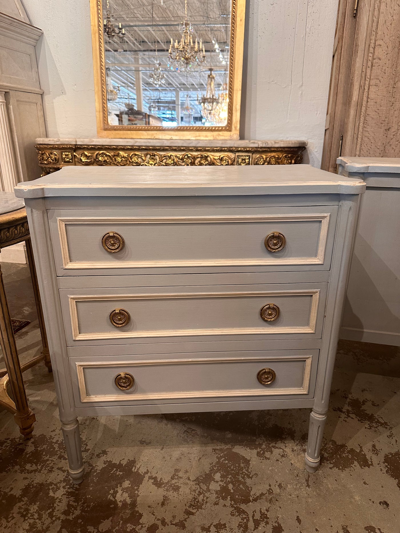 Rounded Corner Swedish Bedside Table