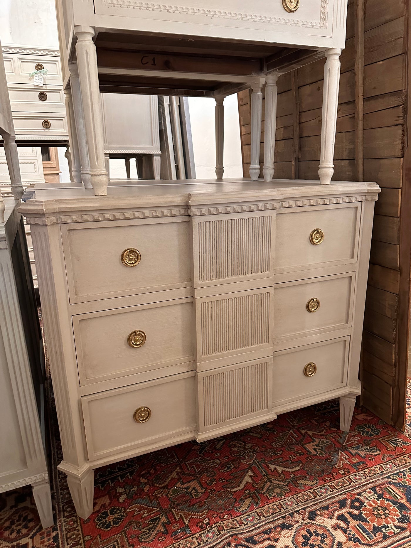 Swedish Reeded Chest with Canted Corners | Le Chateau | European Luxury Furniture in Atlanta