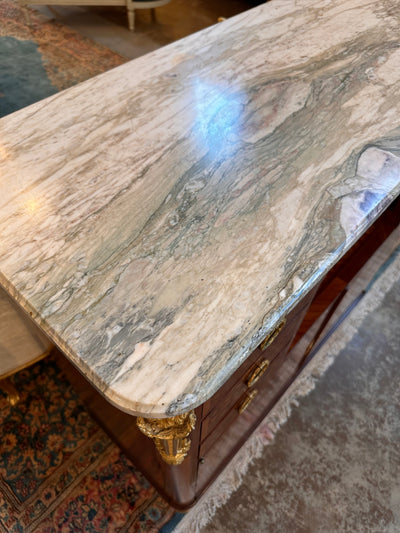 Marble Top Cabinet with Wood Inlay