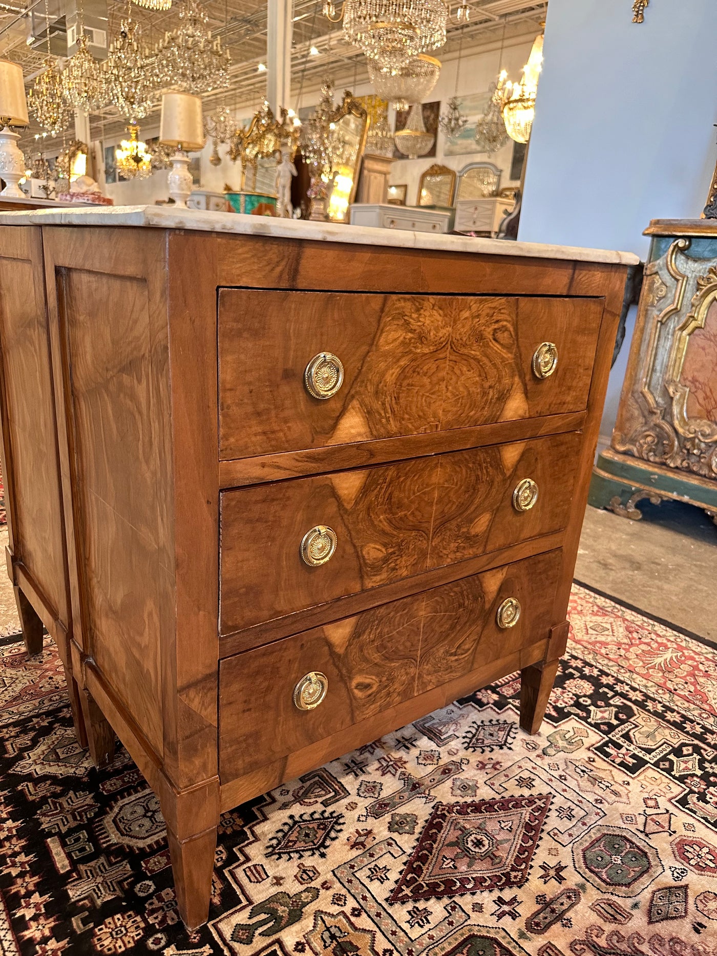 Burl Wood Chest with Marble Top