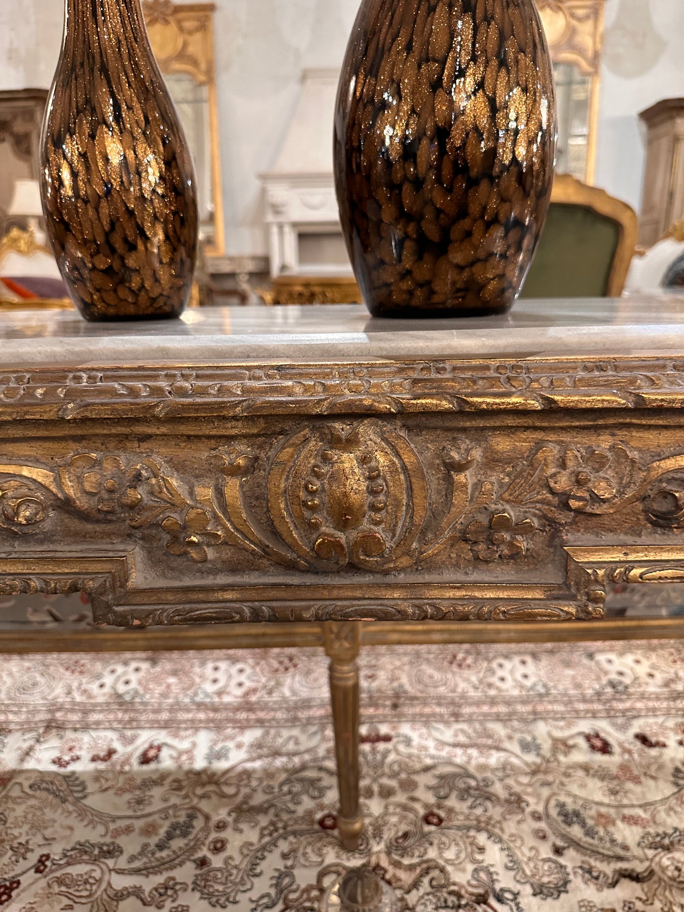 Antique French Ornate Console with Marble Top | Le Chateau | European Luxury Furniture in Atlanta