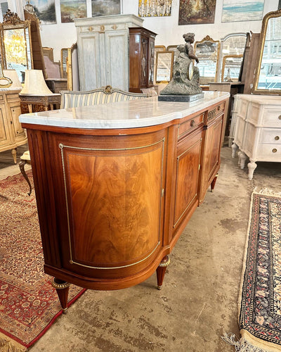 Louis XVI Marble Top Demilune Sideboard with Brass Details